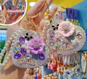 w08010 rhinestones heart makeup mirror w08010