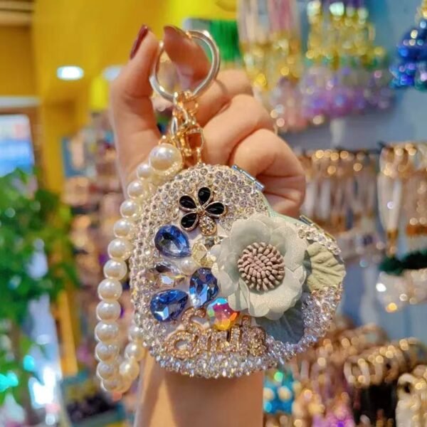 rhinestones heart makeup mirror w08010