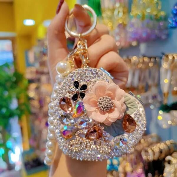 rhinestones heart makeup mirror w08010