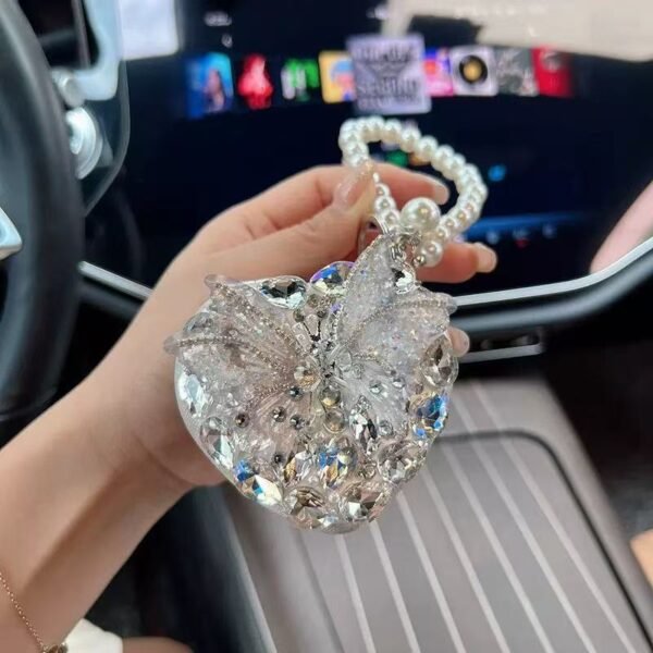 butterfly diamond heart makeup mirror w08040